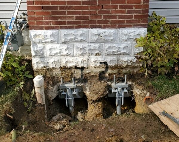 Leaning Chimney Repair Using Push Piers