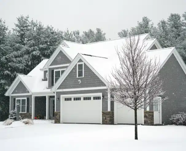 a home during a winter frost